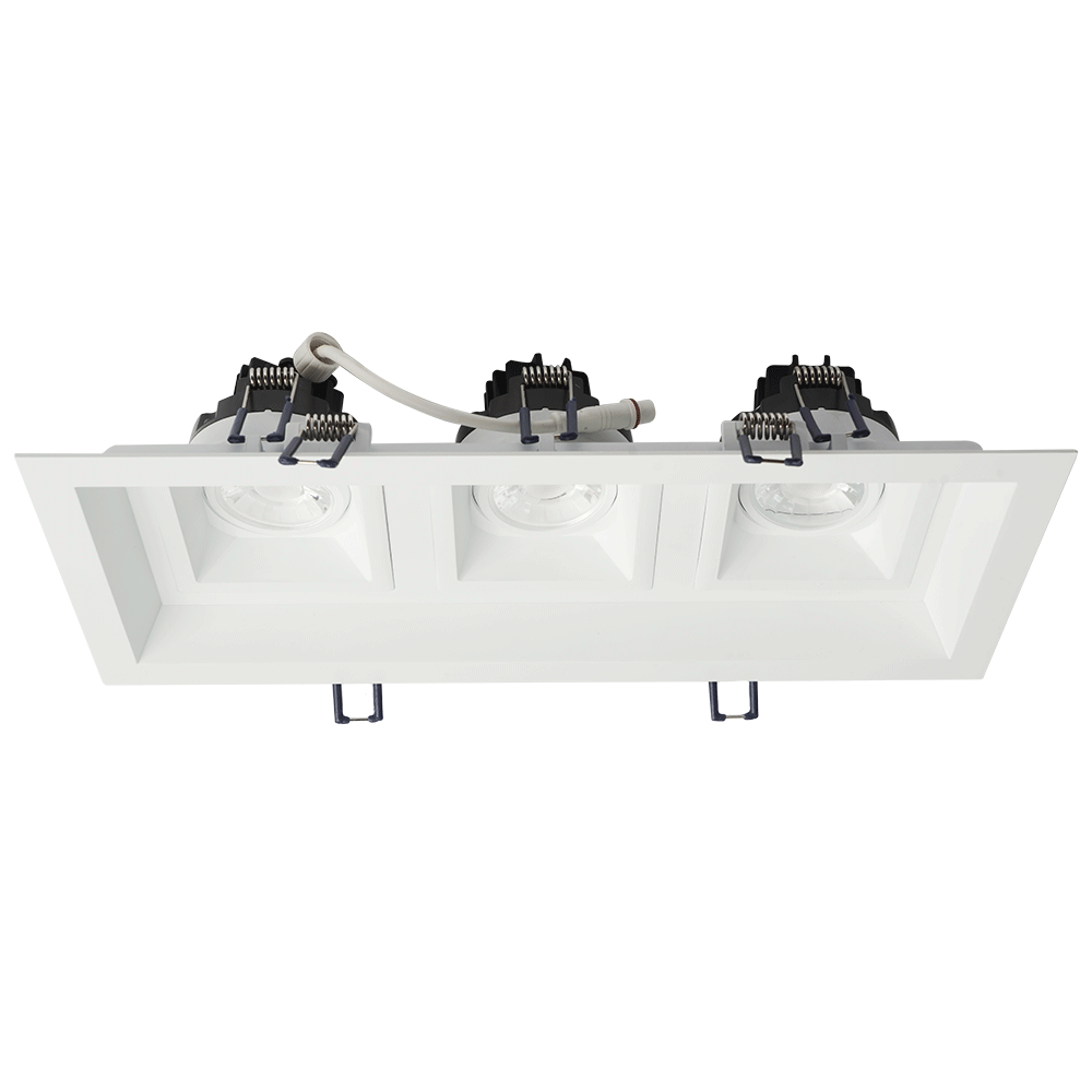 Lotus LED Lights Multi 2 Head Fixture - 3 inch Square Regressed Gimbal LED High Output - 5CCT - White Head - White Trim
