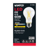 SATCO S11355 - 8W A19 Clear LED Light Bulb - 3000K Warm White 120V