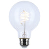 SATCO S11522 6W G25 Clear LED Globe Bulb – Coil Filament, 2700K Warm White, 120V