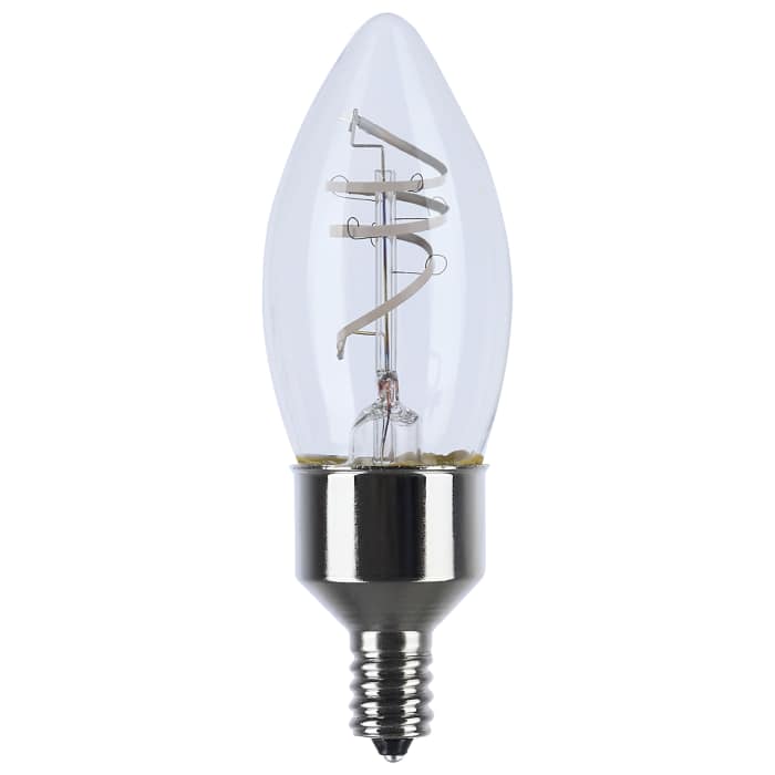 SATCO S11525 4W B11 Clear LED Filament Coil Bulb – 2700K Warm White, 120V