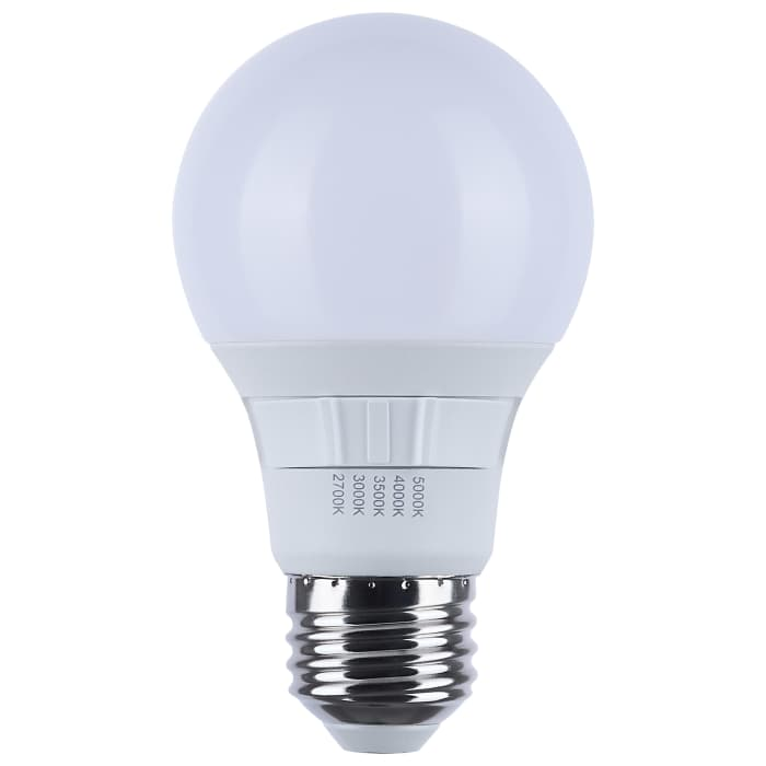 SATCO S11774R1 6W A19 LED Bulbs, 5-CCT Selectable, E26, Frost, 4-Pack