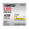 SATCO S12404 - 5W A15 LED Bulb – 2700K Soft White, E26, 120V