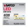 SATCO S12405 - 5W A15 LED Bulb – 3000K Warm White, E26, 120V