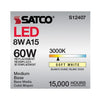 SATCO S12407 - A15 LED Light Bulb – 8.2W, 3000K Warm White, E26, 120V
