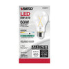 SATCO S12417 - 8W A19 LED Bulb – Clear, 4000K, E26, 120V