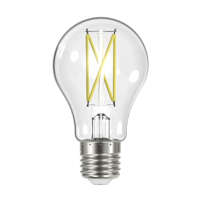 SATCO S12418 - 8W A19 Clear LED Light Bulb, E26 Base, 5000K, 120V