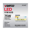 SATCO S12427 - 11W A19 LED Bulb – 3000K Soft White, E26 Base, 120V