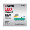 SATCO S12428 - 11W A19 LED Bulb – 4000K Cool White, E26 Base, 120V