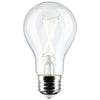 SATCO S12461 5W A19 LED Light Bulbs, Clear, 3000K, E26 Base, 120V, 4-Pack