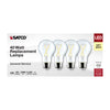 SATCO S12461 5W A19 LED Light Bulbs, Clear, 3000K, E26 Base, 120V, 4-Pack