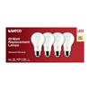 SATCO S12461 5W A19 LED Light Bulbs, Clear, 3000K, E26 Base, 120V, 4-Pack