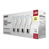 SATCO S12461 5W A19 LED Light Bulbs, Clear, 3000K, E26 Base, 120V, 4-Pack