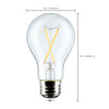 SATCO S12461 5W A19 LED Light Bulbs, Clear, 3000K, E26 Base, 120V, 4-Pack