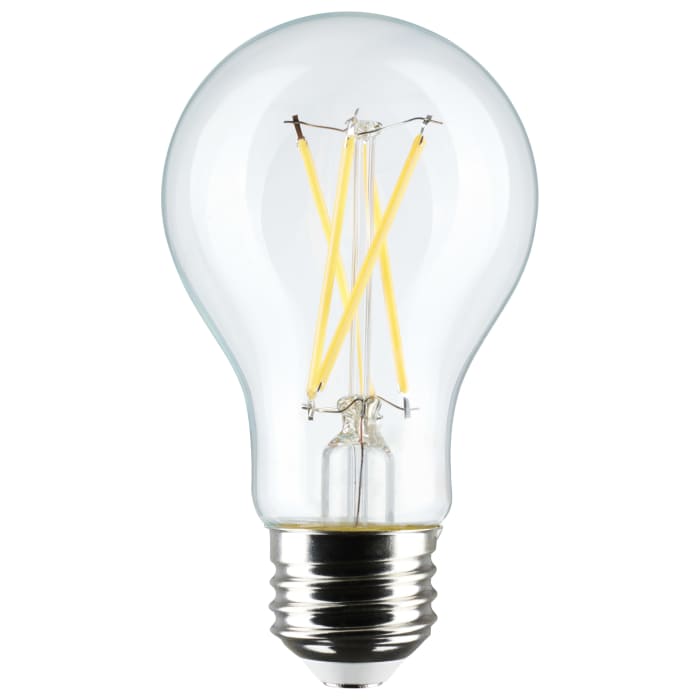 SATCO S12462 - 8W A19 LED Light Bulbs – 2700K Soft White, E26 Base, 120V, 4-Pack