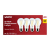 SATCO S12462 - 8W A19 LED Light Bulbs – 2700K Soft White, E26 Base, 120V, 4-Pack