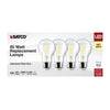 SATCO S12463 - 8W A19 LED Light Bulbs – 3000K Warm White, Clear, E26 Base, 120V, 4-Pack
