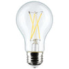 SATCO S12463 - 8W A19 LED Light Bulbs – 3000K Warm White, Clear, E26 Base, 120V, 4-Pack