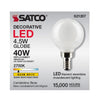 SATCO S21207 4.5W G16.5 LED Globe Bulb, E12 Base, 2700K Warm White, 120V