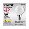 SATCO S21212 - G16.5 LED Globe Bulb 5.5W, E12 Candelabra Base, 2700K Warm White, 120V