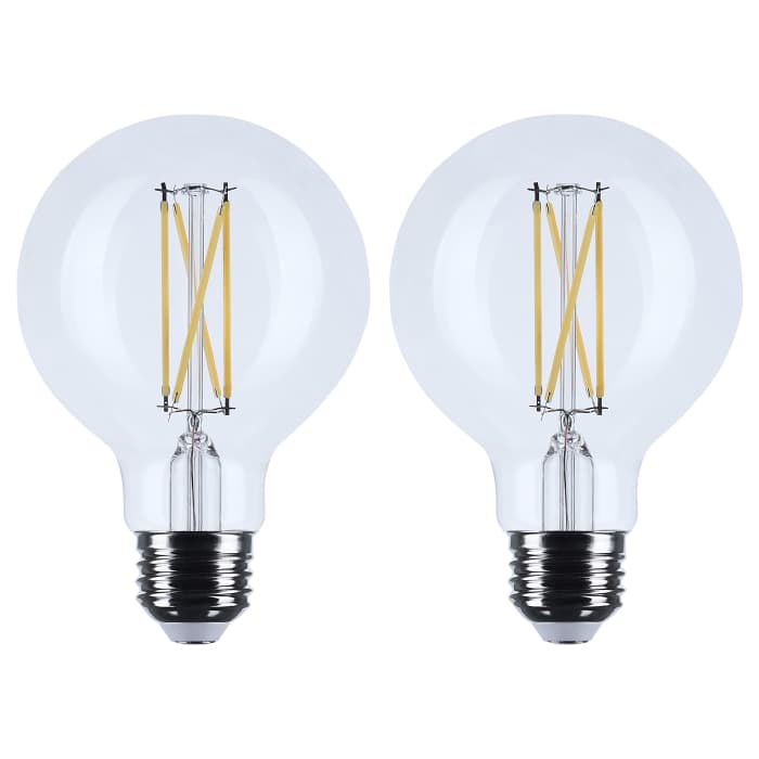 SATCO S21242 4.5W G25 LED Globe Bulb – 2700K Warm White, Clear, 2-Pack
