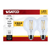 SATCO S21243 G25 LED Globe Light Bulb 4.5W 3000K Clear 2-Pack