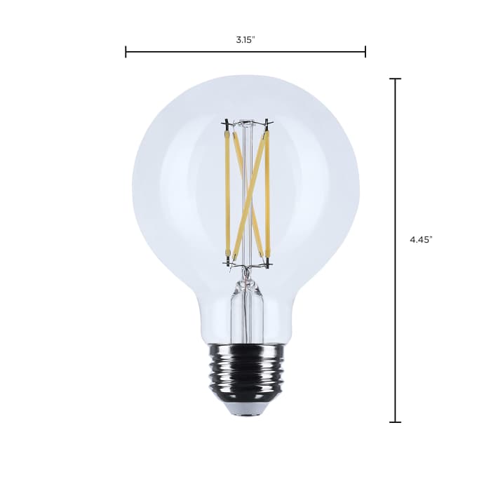 SATCO S21243 G25 LED Globe Light Bulb 4.5W 3000K Clear 2-Pack
