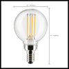 SATCO S21810 4W G16.5 LED Globe Light Bulb, Clear, 2700K, E12 Candelabra Base, 120V – 2 Pack