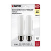 SATCO S21864 5.5W T10 LED Filament Bulb, Frosted, 3000K, E26, Dimmable, 2-Pack