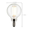 SATCO S21875 4W G16.5 LED Globe Light Bulb, Clear, 5000K Daylight, E12 Candelabra Base, 120V, 2-Pack