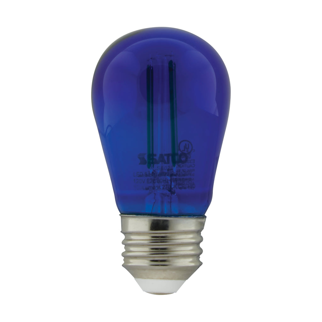 Satco S8023 - S14 LED Filament - Blue Bulb - 1W - 120V - E26 Base - (4 Pack)