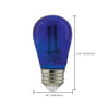 Satco S8023 - S14 LED Filament - Blue Bulb - 1W - 120V - E26 Base - (4 Pack)