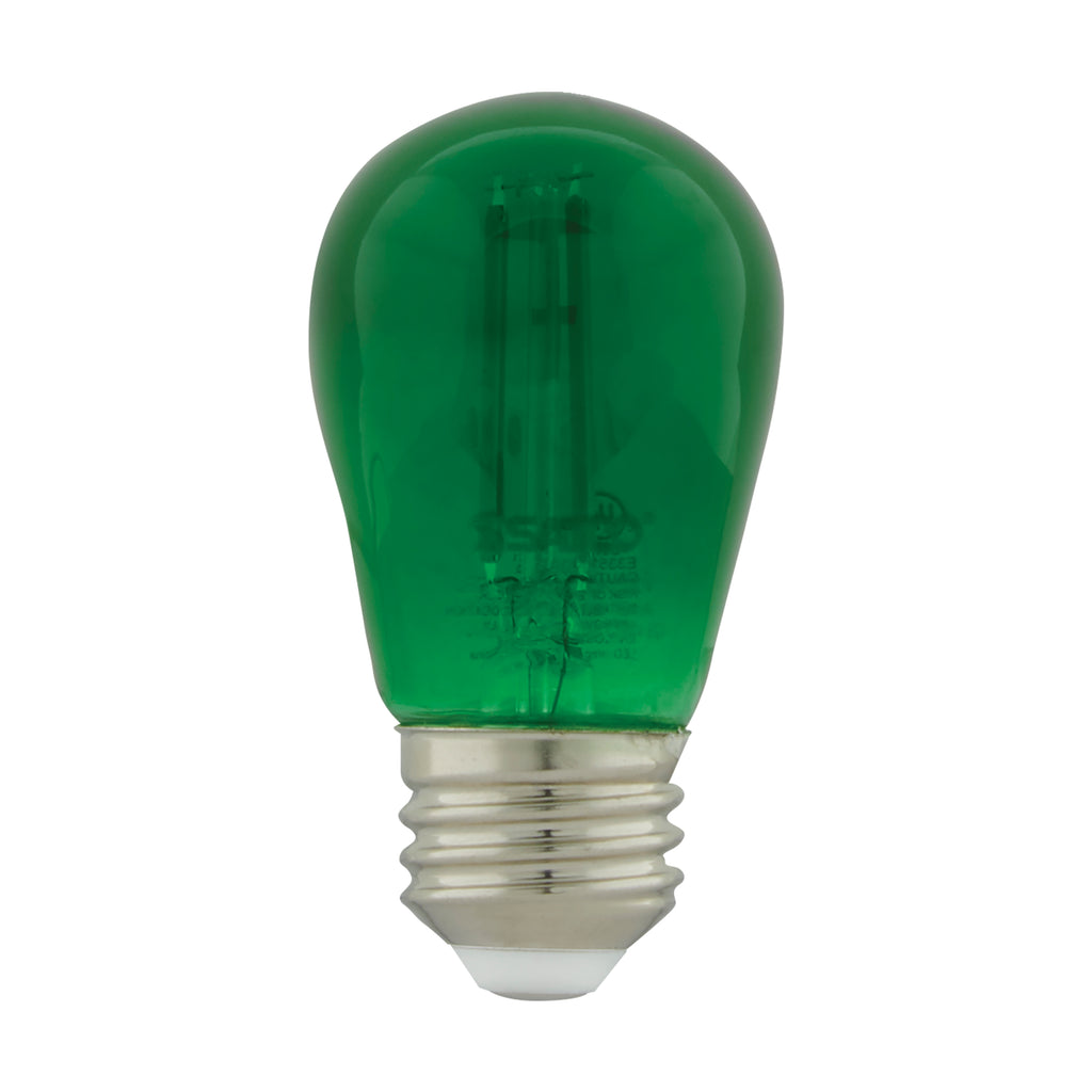 Satco S8024 - S14 LED Filament - Green Bulb -1W - 120V - E26 Base - 4 Pack