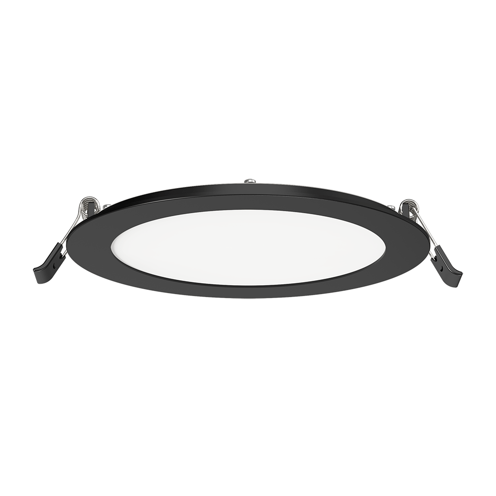 Lotus LED Lights SC-DL12-D06H-A1-61RE-BK - Lotolite 6 inch Slim Round Panel LED Downlight - 12 Watt - 5CCT Selectable - Black Trim