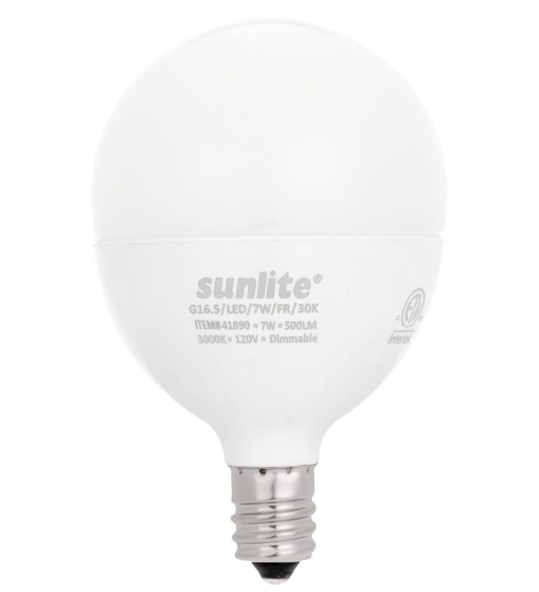 SUNLITE-41890-SU - LED - G16.5 - 7W - E12 Base - Frosted - 120V - Dimmable - 6 Pack