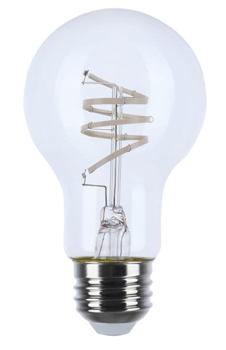 SATCO S11521 6W A19 Clear LED Filament Bulb – 2700K Warm White, 120V