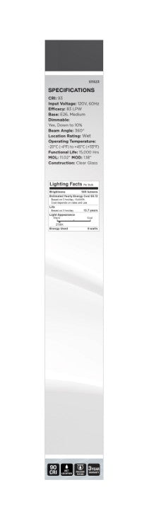 SATCO S11523 6T9 Clear LED Filament Bulb 2700K