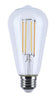 SATCO S12154 8W ST19 LED Bulb – 3000K Warm White, E26 Clear Glass
