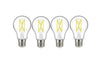 Satco S12437 10.5 Watt A19 LED - 75 Watt Replacement - Clear - Medium base - 3000K - 120 Volt - 4-Pack