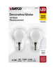 Satco S21812 G16.5 LED Bulbs – 40W Equivalent, E12, 2700K, 2-Pack