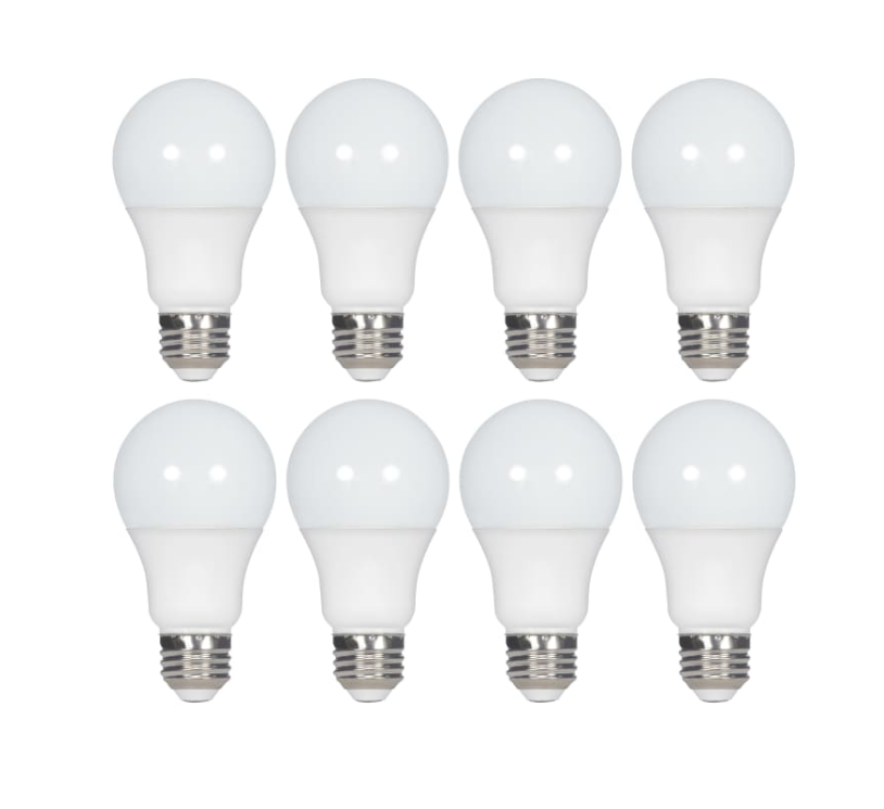 Satco S14463 A19 LED Bulbs – 850 Lumens, 5000K Daylight, 8-Pack