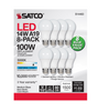 Satco S14463 A19 LED Bulbs – 850 Lumens, 5000K Daylight, 8-Pack