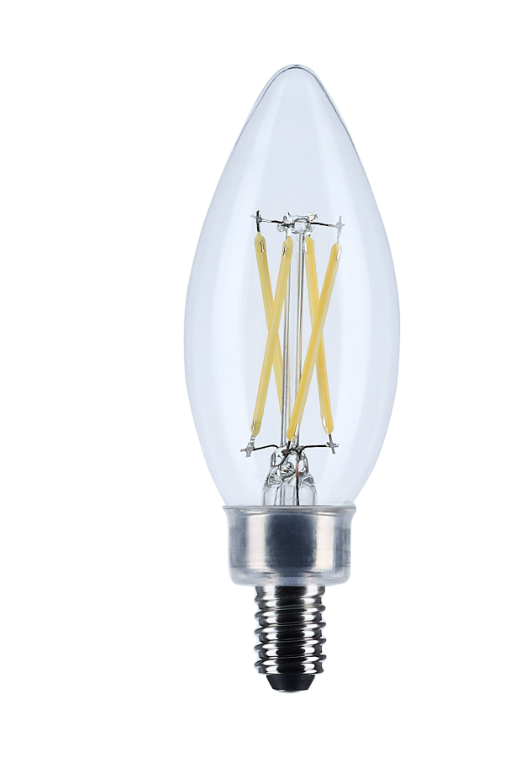 Satco S12492 B11 LED Bulb – 3000K Clear E12 Base (10 Pack)
