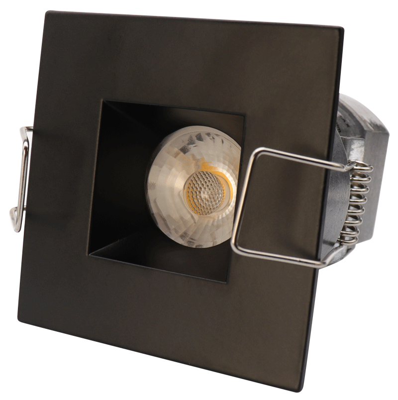 Lotus LED Lights LED-1-S6W-30K-T1-12WD-S-BK-24D 2" Mini Recessed LED Square Black 1/4" Wide Trim 24V AC/DC 6W 3000K 480 lm 24° Light Beam