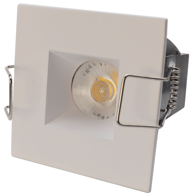 Lotus LED Lights LED-1-S6W-30K-T1-12WD-S-WH-24D 2" Mini Recessed LED Square White 1/4" Wide Trim 24V AC/DC 6W 3000K 480 lm 24° Light Beam