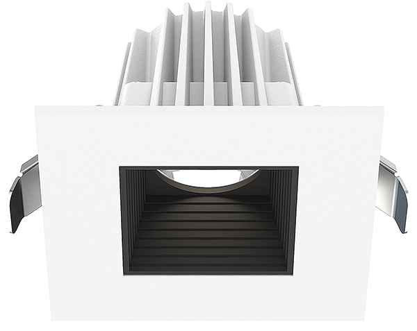 Lotus LED Lights JXL-COB02-S09W-5CCT-WH-2SR-BF-BK - 2 inch Square Recessed Economy LED - 9 Watt - 5CCT - Black Baffle Reflector - White Trim