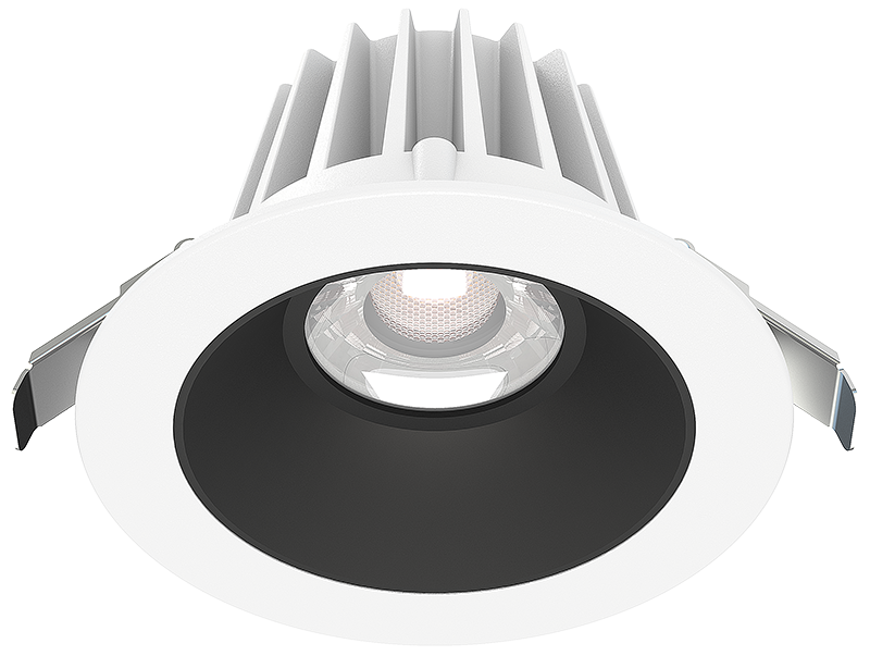 Lotus LED Lights JXL-COB04-R15W-5CCT-WH-4RR-SM-BK - 4 inch Round Recessed Economy LED Downlight - 15 Watt - 5CCT Selectable - Black Reflector - White Trim