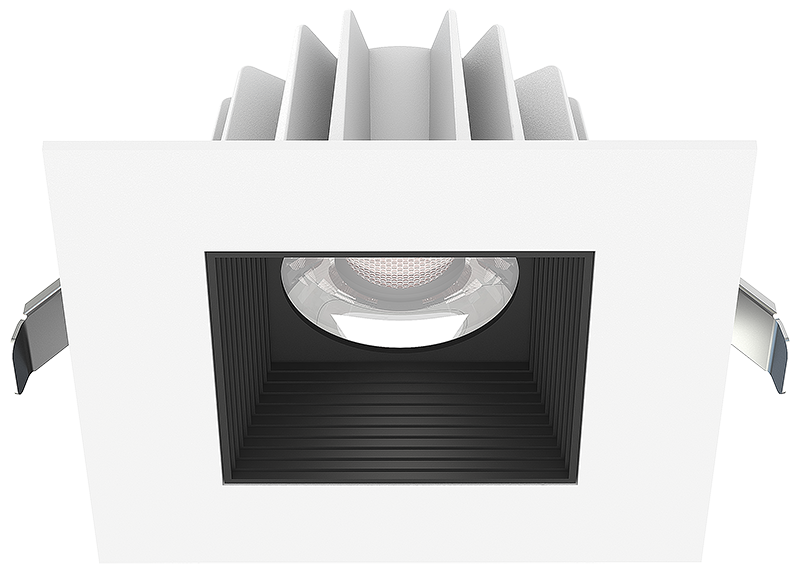 Lotus LED Lights JXL-COB04-S15W-5CCT-WH-4SR-BF-BK - 4 inch Square Recessed Economy LED Downlight - 15 Watt - 5CCT Selectable - Baffle Black Reflector - White Trim