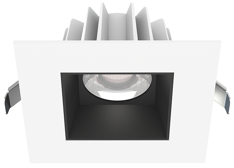 Lotus LED Lights JXL-COB04-S15W-5CCT-WH-4SR-SM-BK - 4 inch Square Recessed Economy LED Downlight - 15 Watt - 5CCT Selectable - Black Reflector - White Trim