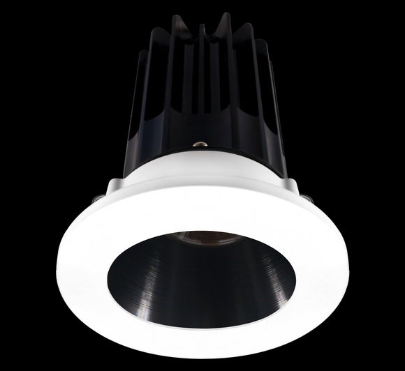 Lotus LED 2 Inch Round Recessed LED 15 Watt High Output Designer Series - 4000 Kelvin - 24 Degree Beam Spread - Black Reflector - Trim White