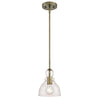 Westinghouse 6356500 One Light Mini Pendant, Antique Brass Finish, Clear Seeded Glass